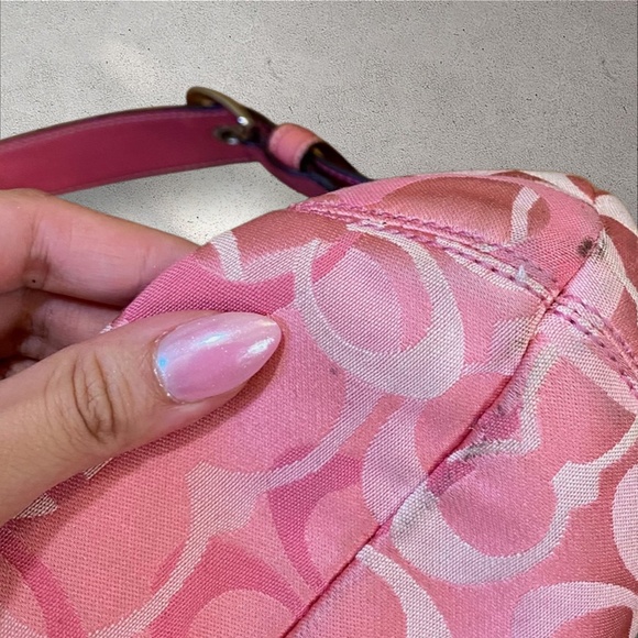 Rare Vintage Coach Pink Monogram C Signature Zoe Hobo Shoulder Bag - Picture 8 of 10